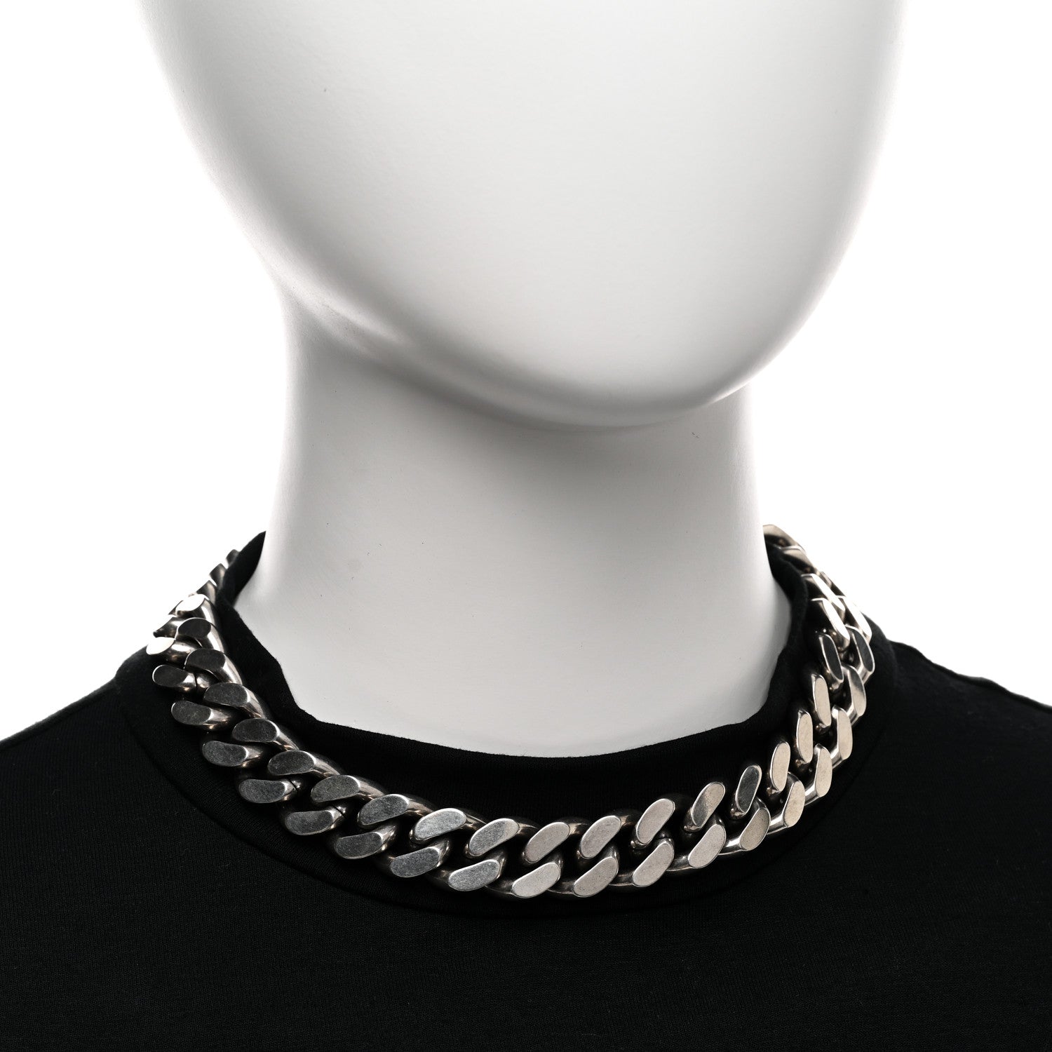 Saint Laurent Metal Curb Chain Necklace Oxidized Silver 2 of 4