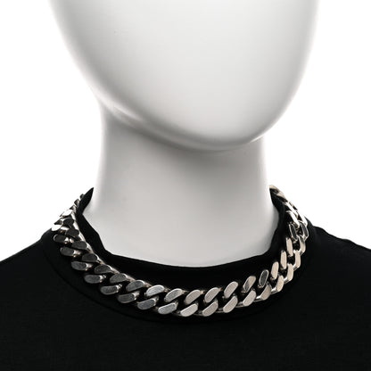 Saint Laurent Metal Curb Chain Necklace Oxidized Silver 2 of 4