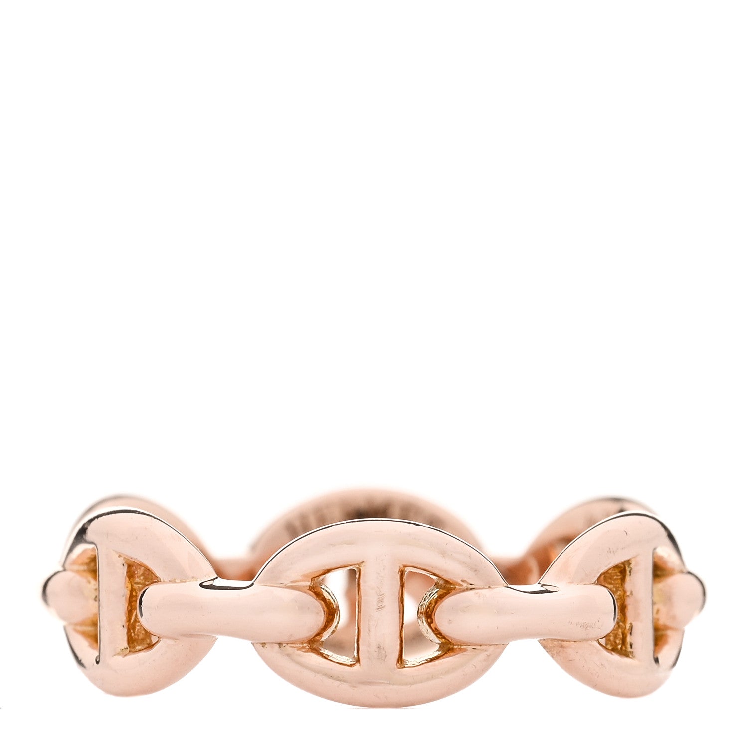 Hermes 18K Rose Gold PM Chaine D'Ancre Enchainee Ring 50 5.5 1 of 6
