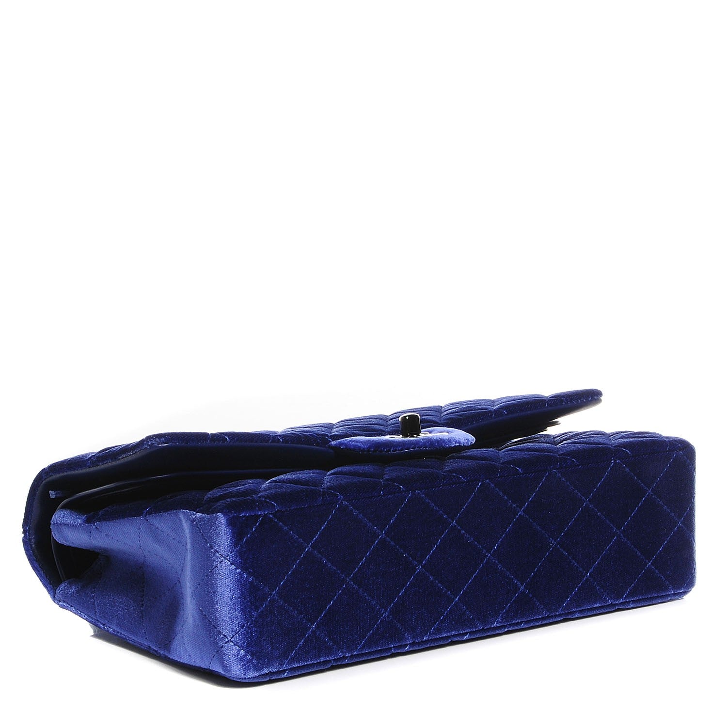 Chanel Velvet Quilted Medium Double Flap Dark Blue 4 of 8