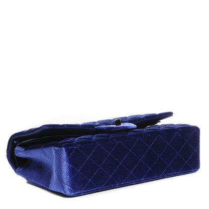 Chanel Velvet Quilted Medium Double Flap Dark Blue 4 of 8