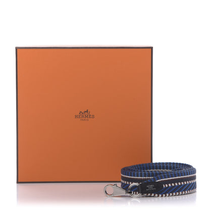 Hermes Toile Swift 50mm Sangle Cavale Shoulder Strap Bleu Zellige Indigo Black 4 of 4