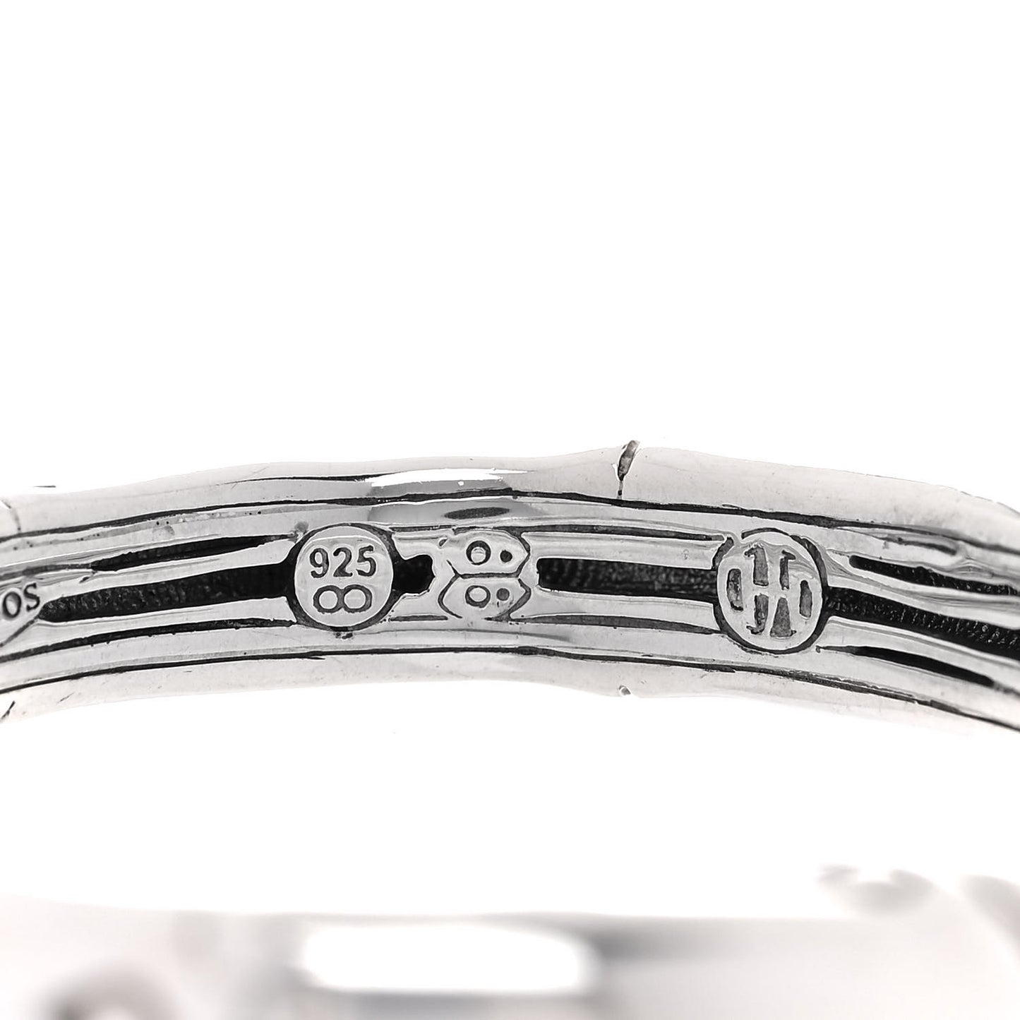 Sterling Silver White Sapphire Bamboo Kick Cuff Bracelet
