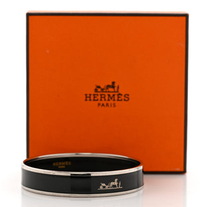 Hermes Enamel Printed Medium Caleche Bracelet 62 Black 7 of 7
