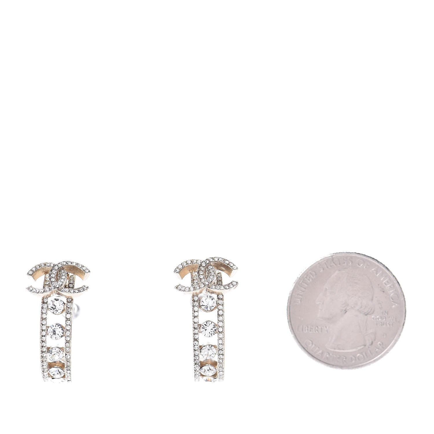 Chanel Crystal Blossom CC Hoop Earrings Gold 2 of 5