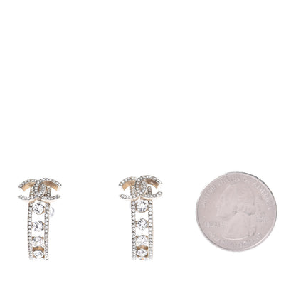 Chanel Crystal Blossom CC Hoop Earrings Gold 2 of 5