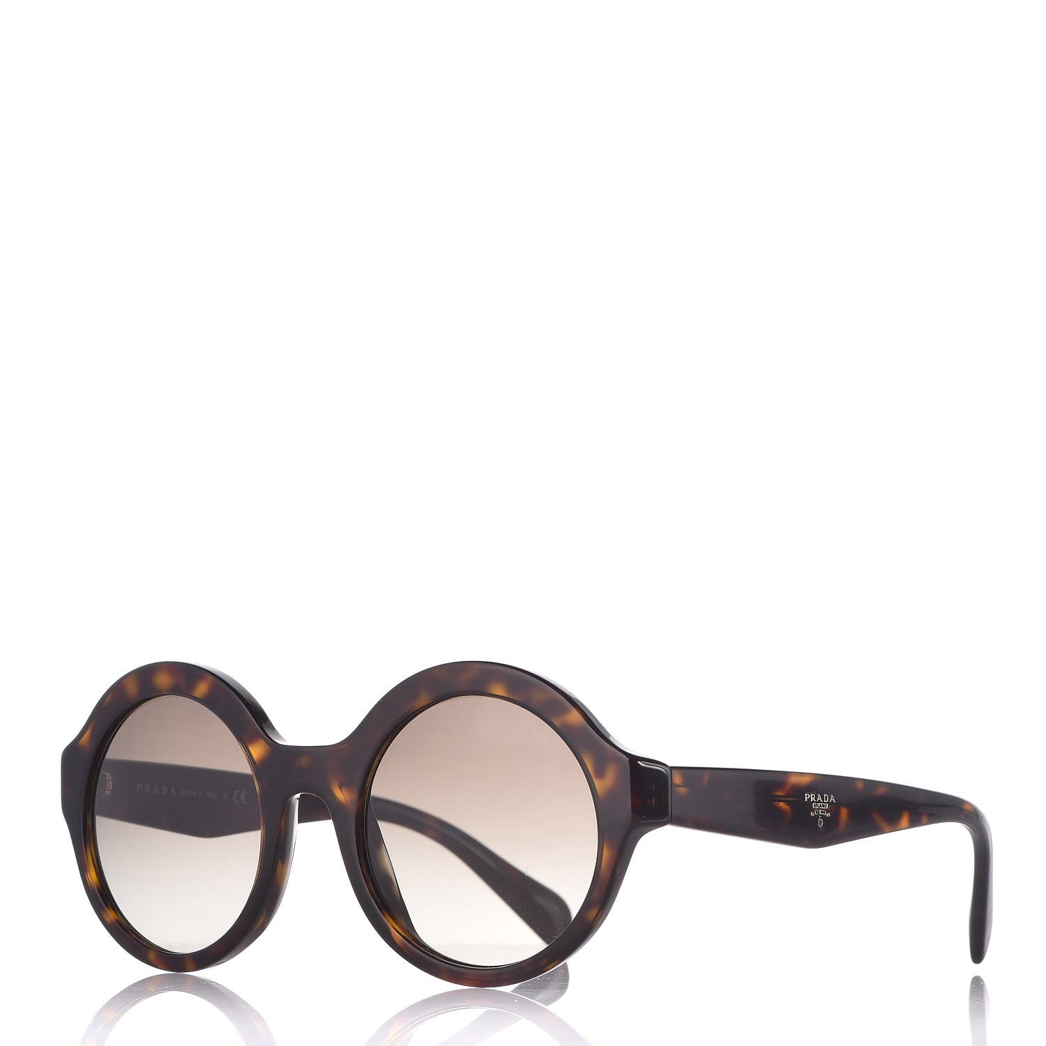 Prada Round Sunglasses SPR 11U Tortoise Brown 1 of 8