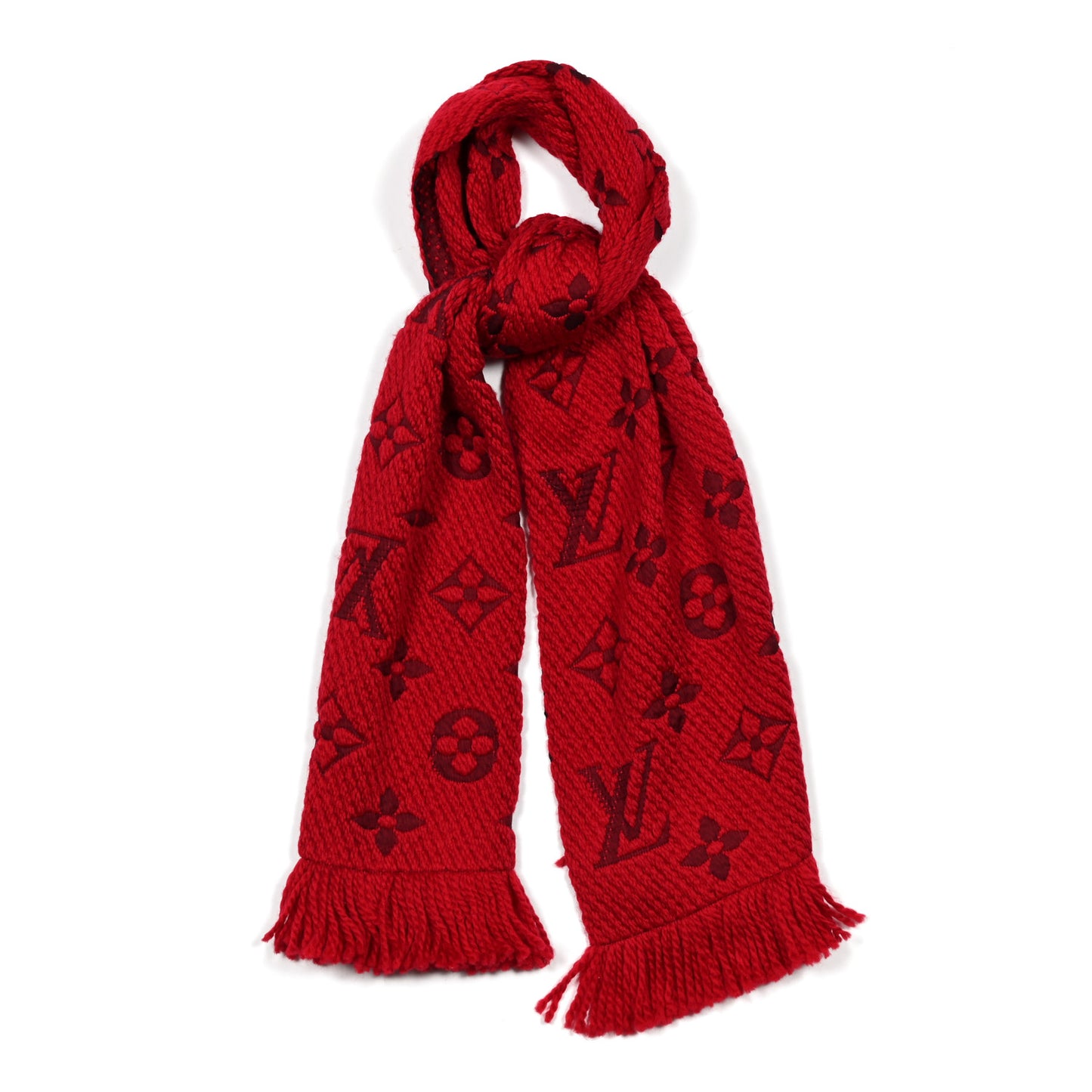 Wool Silk Logomania Scarf Rubis