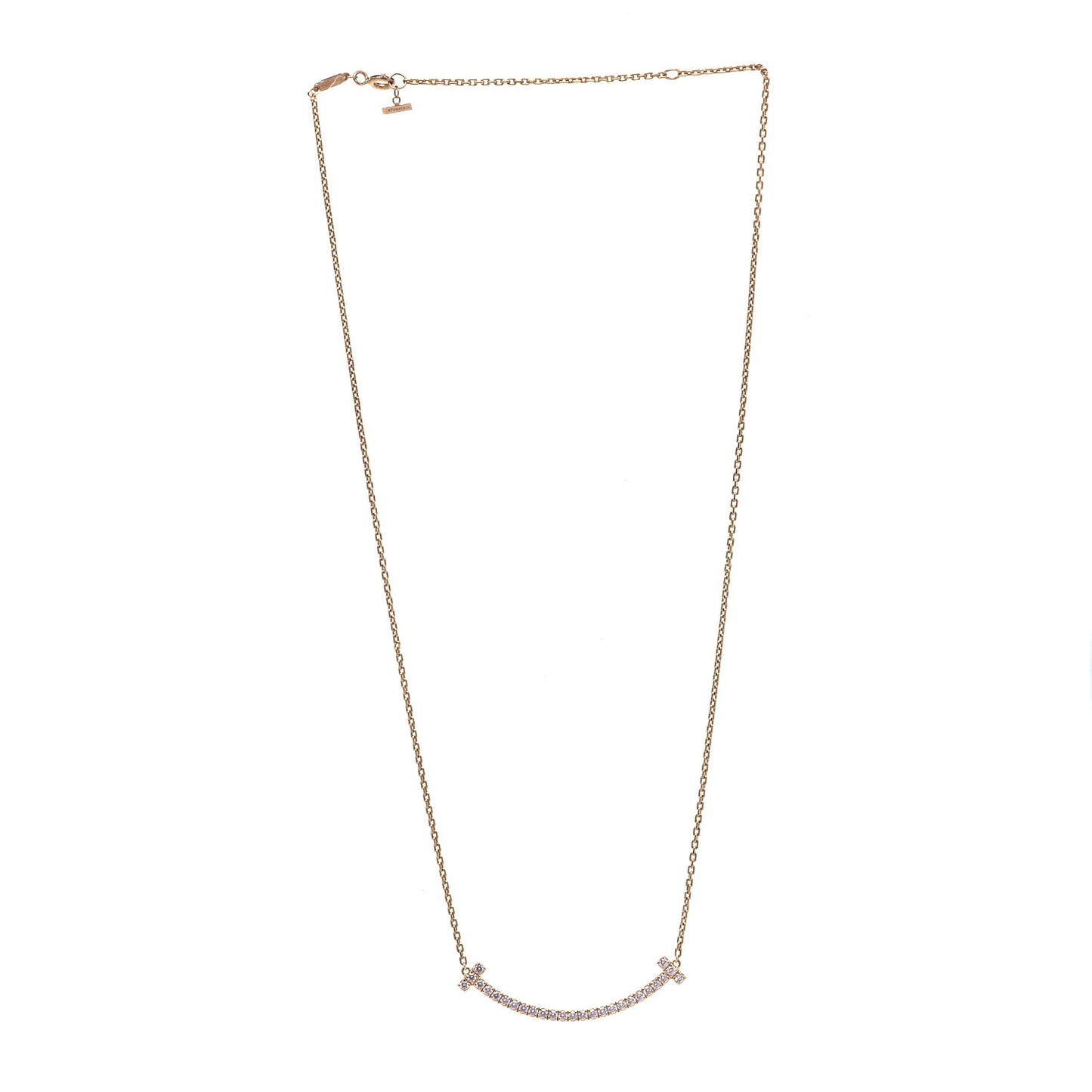 18K Rose Gold Diamond Medium T Smile Pendant Necklace
