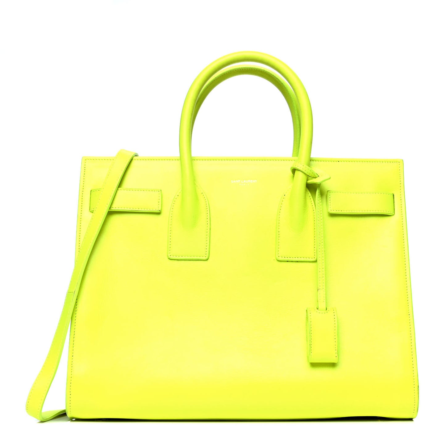 Calfskin Small Sac De Jour Bag Neon Yellow