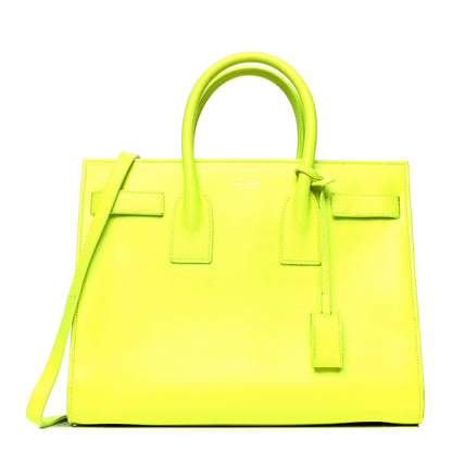 Saint Laurent Calfskin Small Sac De Jour Bag Neon Yellow 1 of 16