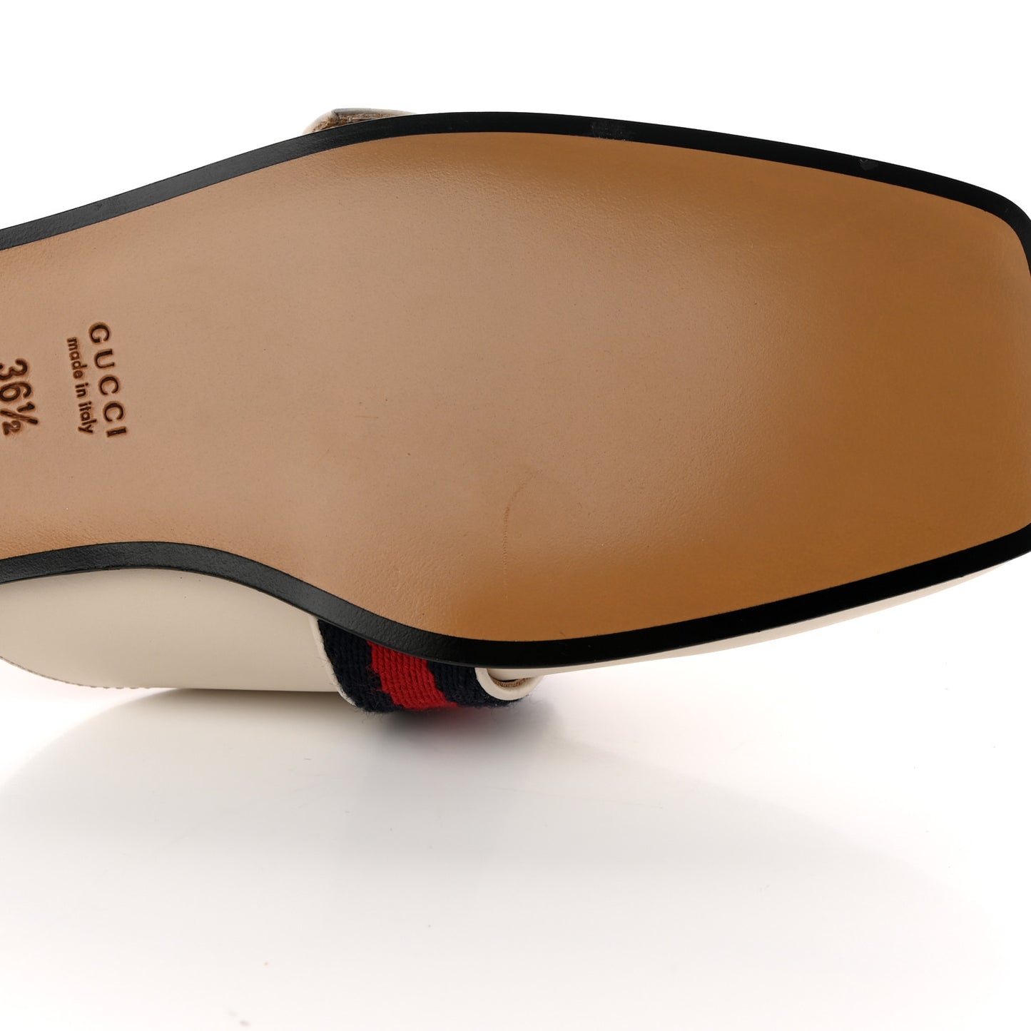 Calfskin Web Womens Peyton GG Slippers 36.5 Mystic White