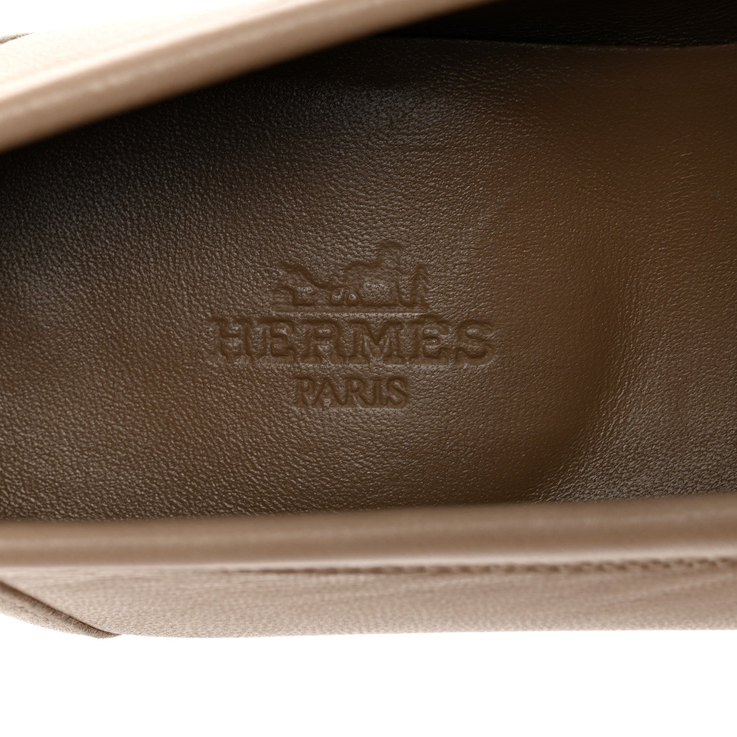 Hermes Chevre Womens Paris Loafers 38.5 Beige Nude 7 of 9