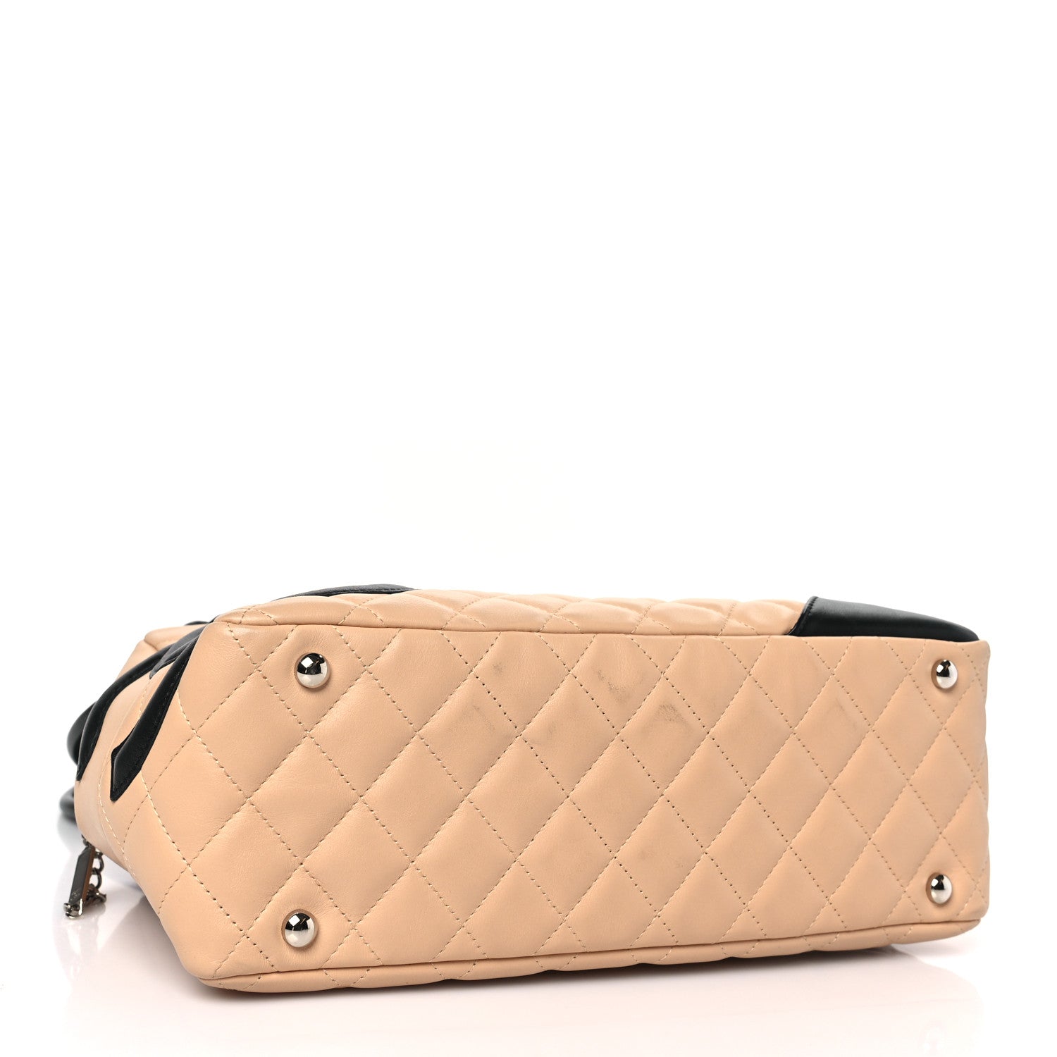 Chanel Calfskin Quilted Large Cambon Bowler Beige Black 4 of 10