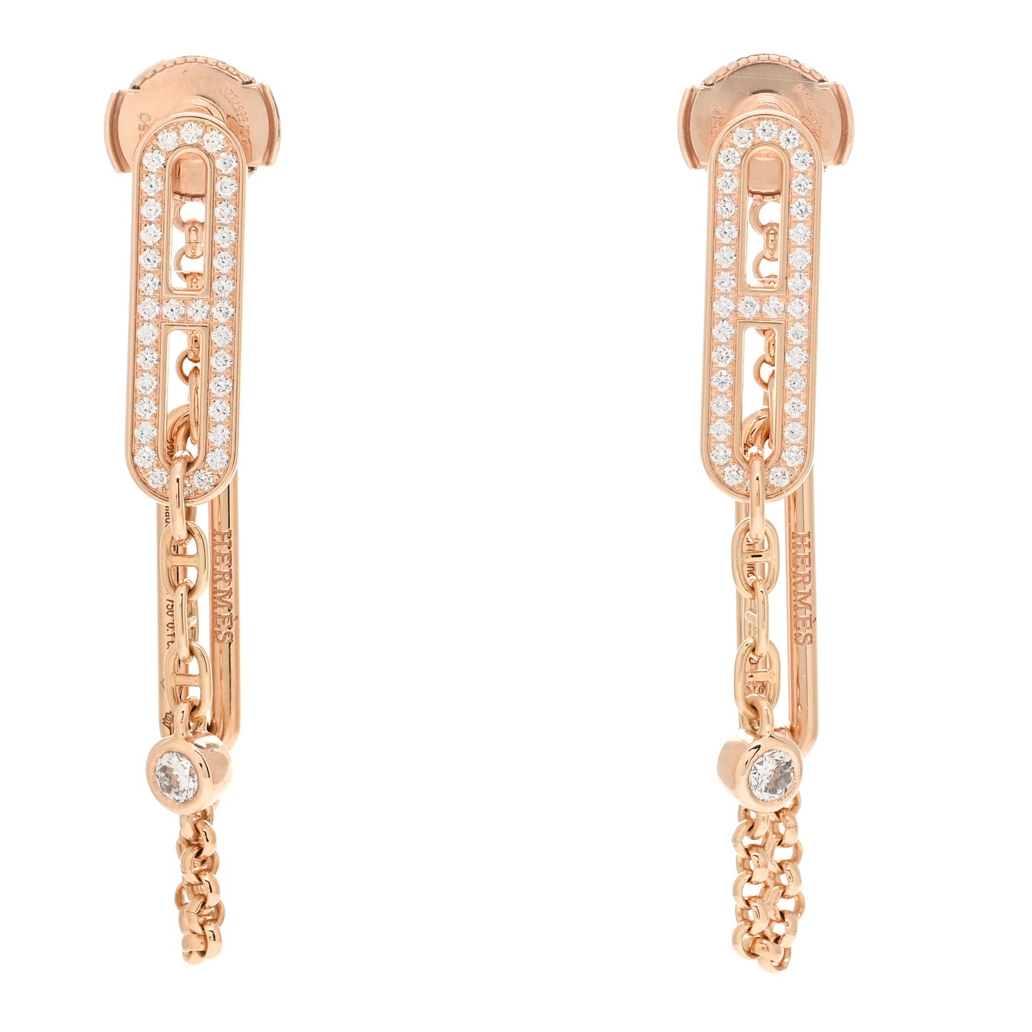 18K Rose Gold Diamond Chaine D'Ancre Chaos Earrings