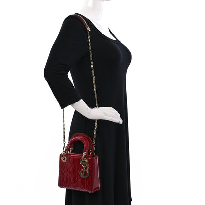Christian Dior Patent Cannage Mini Lady Dior Red 2 of 8