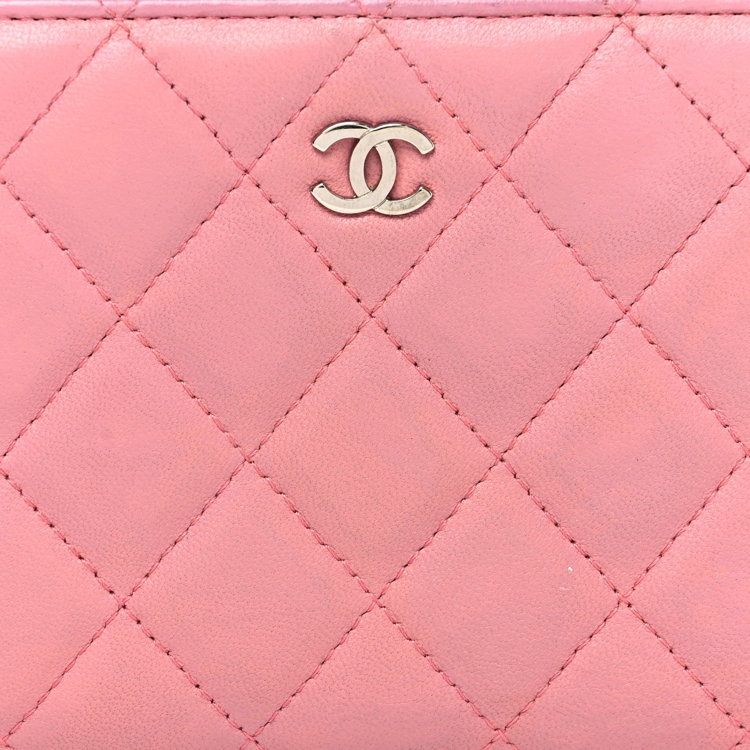 Chanel Lambskin Quilted Large Gusset Zip Around Wallet Pink 10 of 13