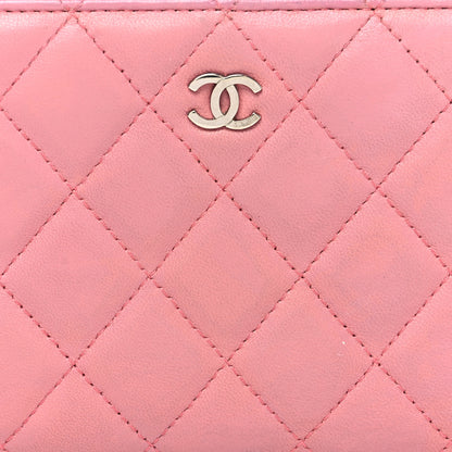 Chanel Lambskin Quilted Large Gusset Zip Around Wallet Pink 10 of 13