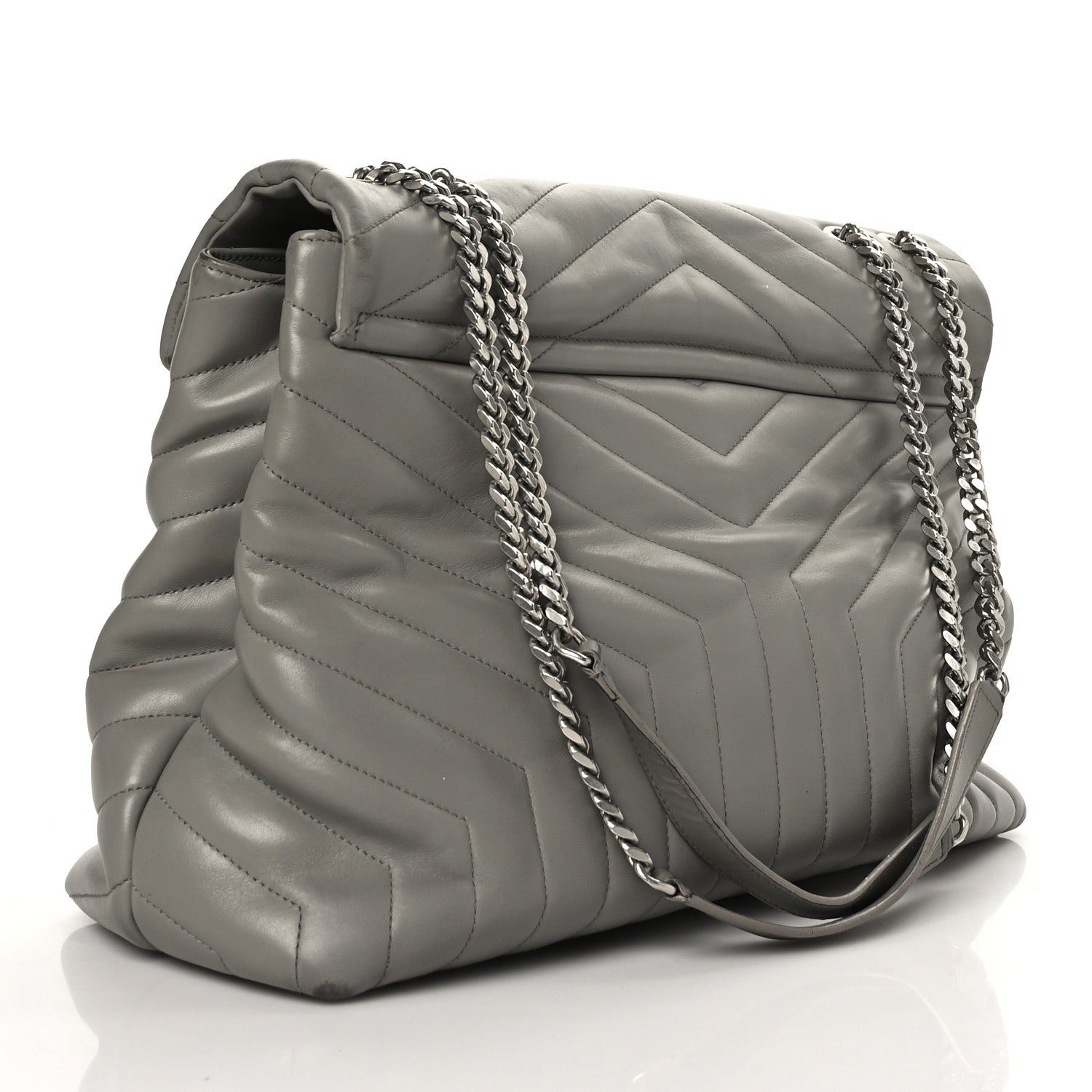 Saint Laurent Calfskin Y Quilted Monogram Large Loulou Chain Satchel Earth 3 of 12