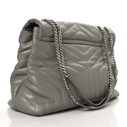 Saint Laurent Calfskin Y Quilted Monogram Large Loulou Chain Satchel Earth 3 of 12