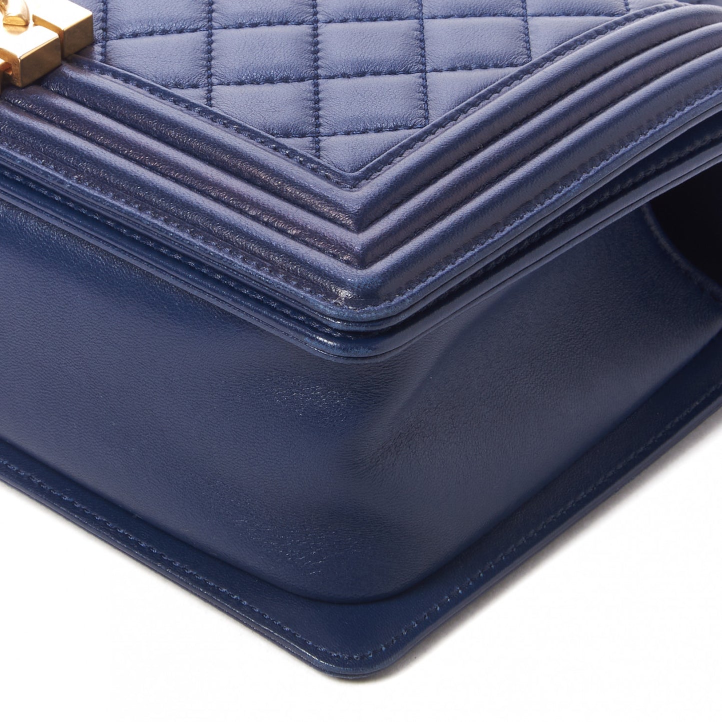 Lambskin Quilted Medium Boy Flap Dark Navy