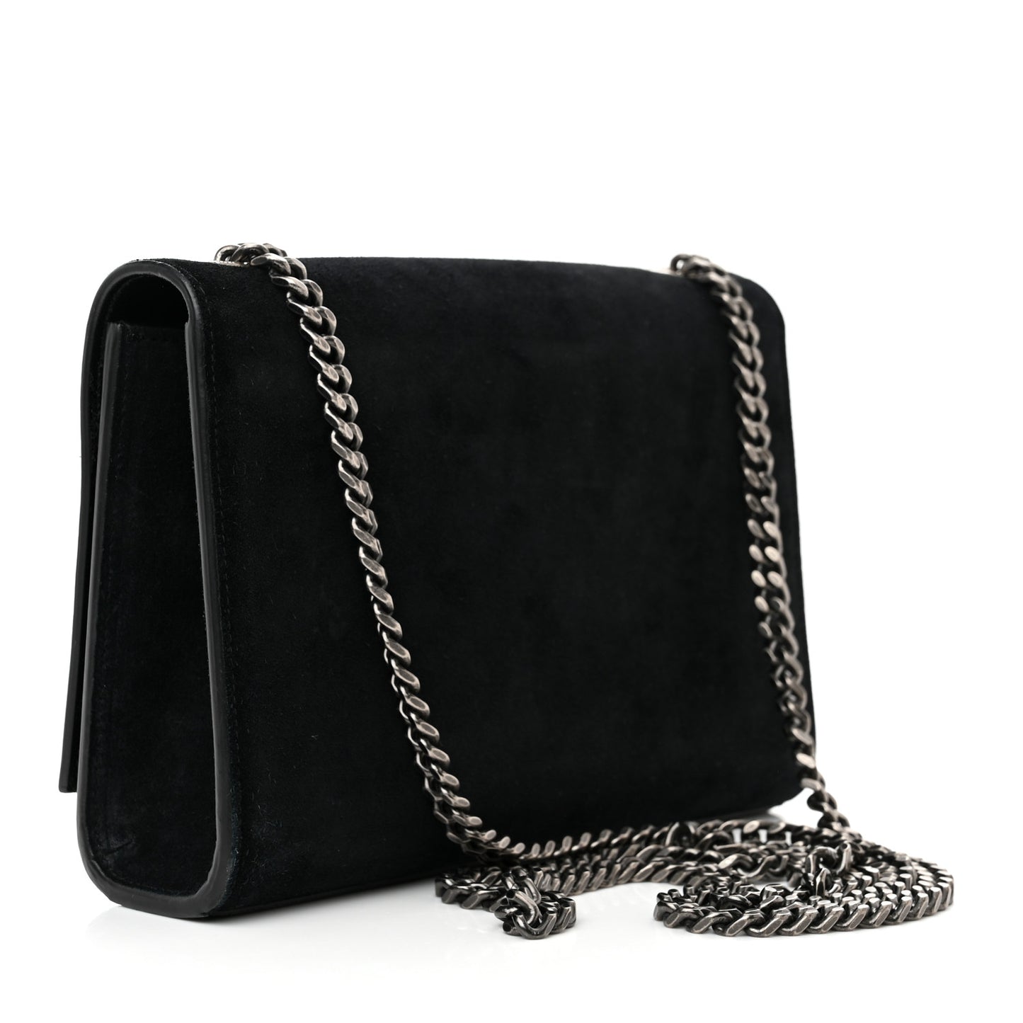 Suede Small Monogram Stone Studded Kate Satchel Black Turquoise Coral