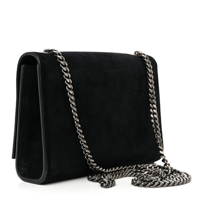 Saint Laurent Suede Small Monogram Stone Studded Kate Satchel Black Turquoise Coral 3 of 17