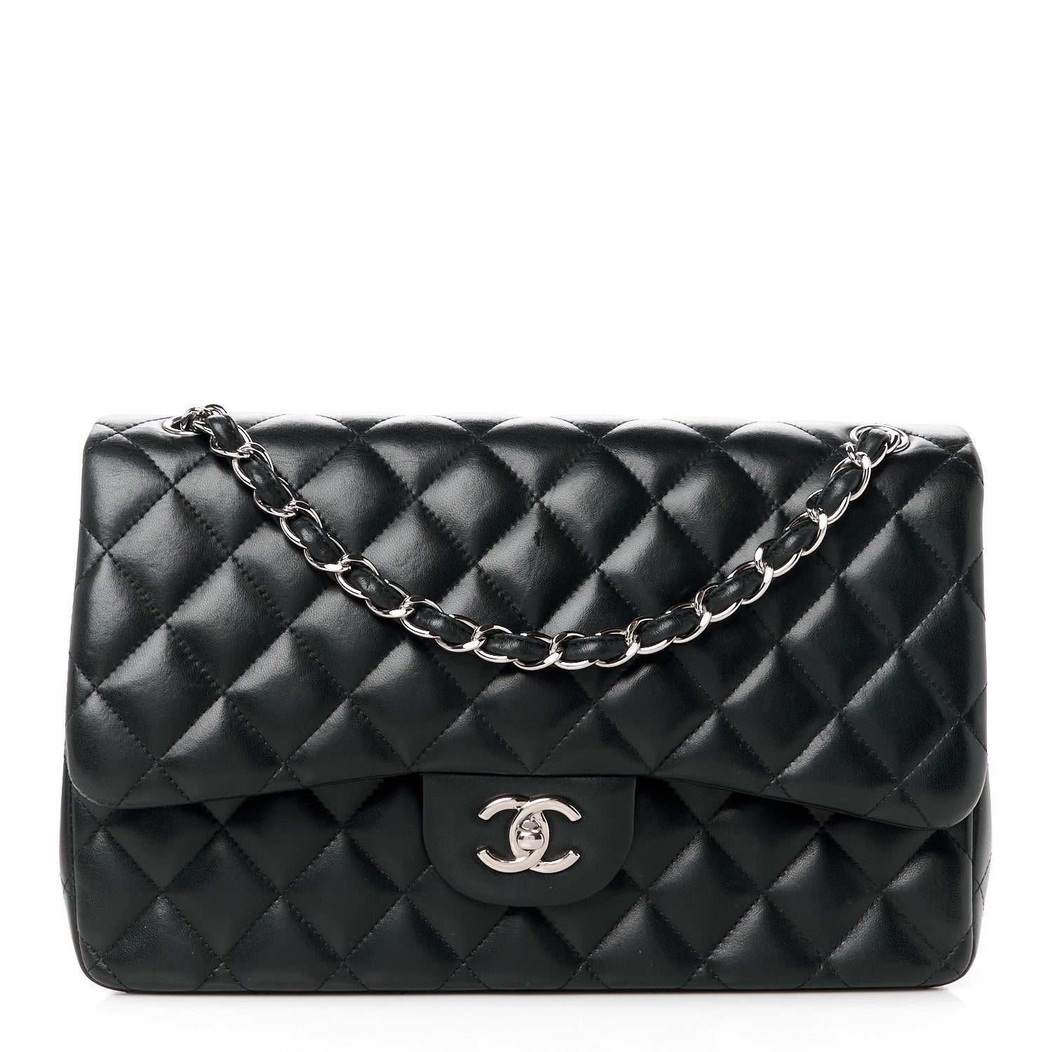 Chanel Lambskin Quilted Jumbo Double Flap Black 1 of 11