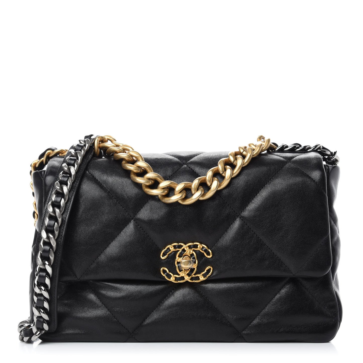 Lambskin Quilted Large Chanel 19 Flap Black