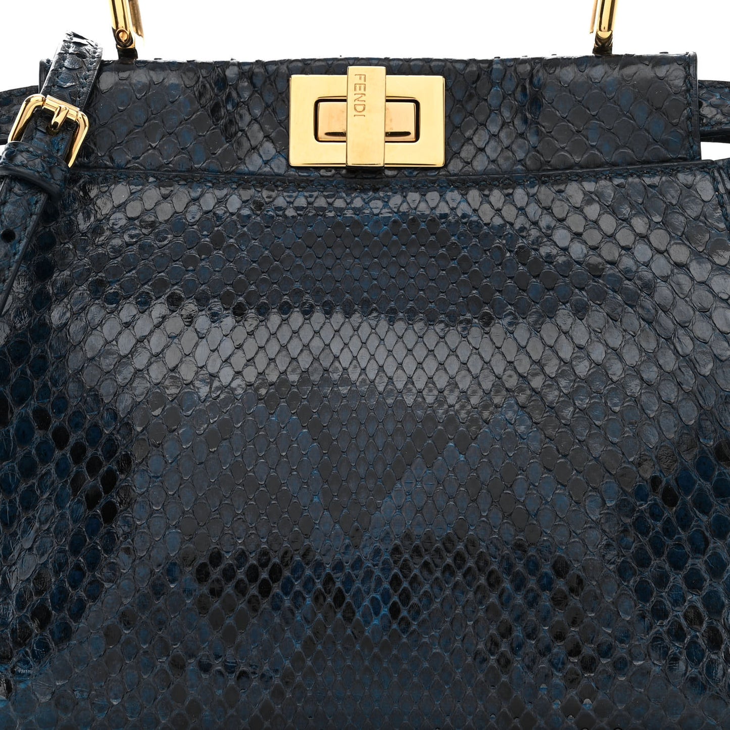 Python Shiny Nappa Mini Peekaboo Iconic Satchel Blue Jeans