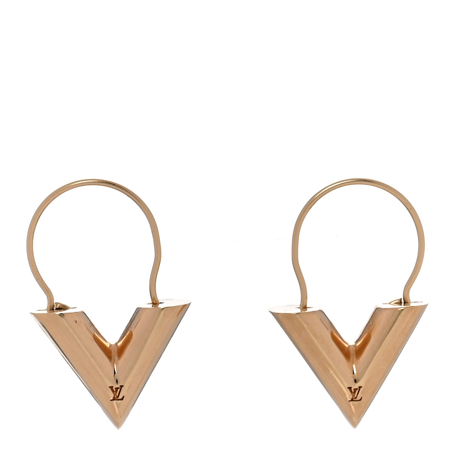 Louis Vuitton Brass Essential V Hoop Earrings Gold 1 of 4