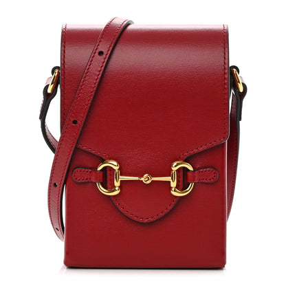 Gucci Boarded Plutone Calfskin Mini Horsebit 1955 Crossbody Bag New Cherry Red 1 of 12