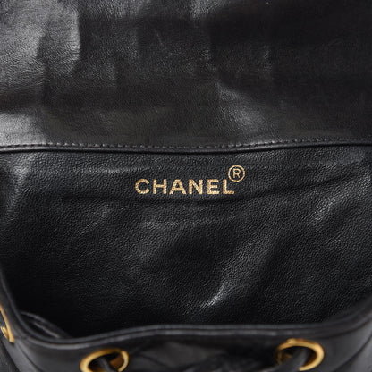 Chanel Lambskin Quilted Drawstring Backpack Black 7 of 18