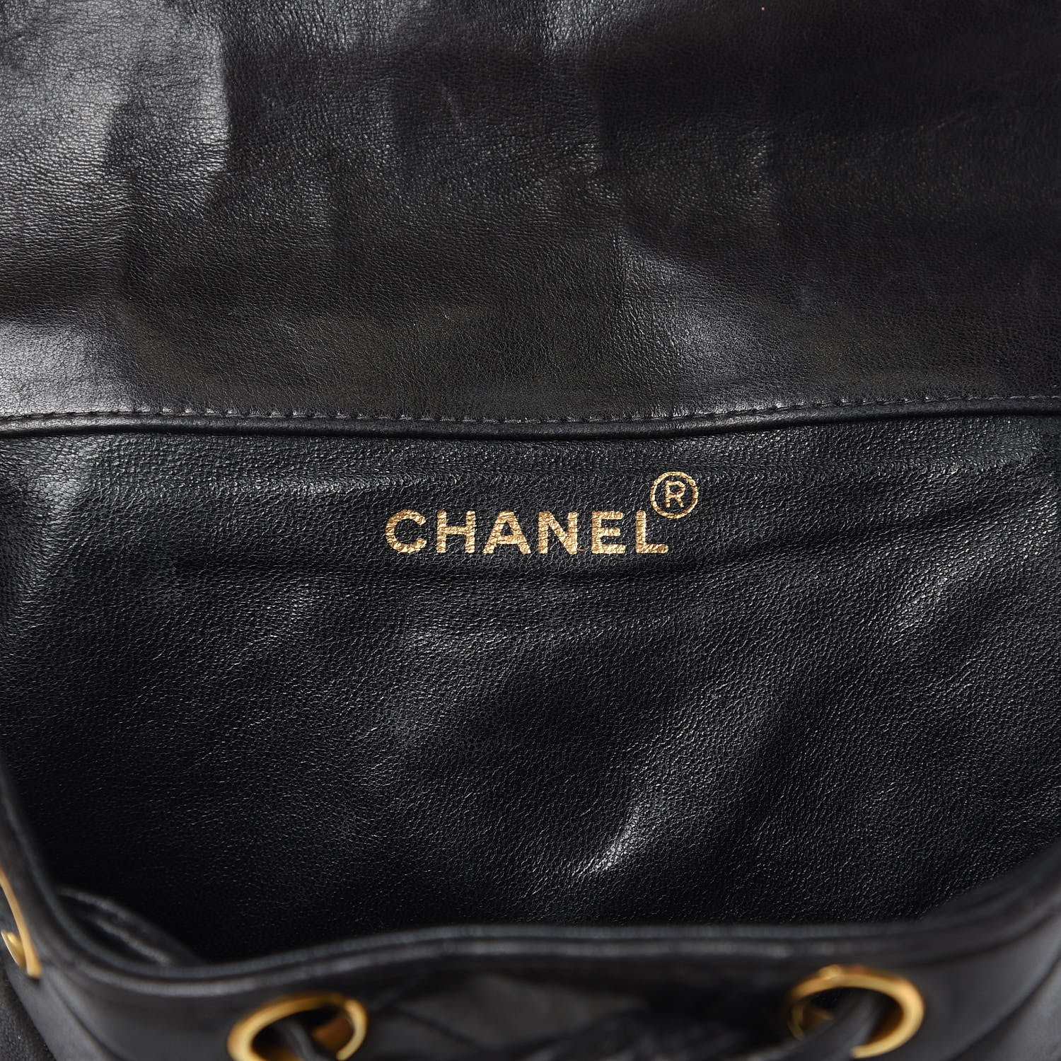 Chanel Lambskin Quilted Drawstring Backpack Black 7 of 18