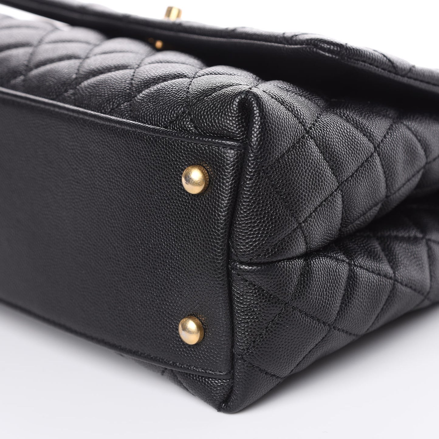 Caviar Quilted Small Coco Handle Flap Black