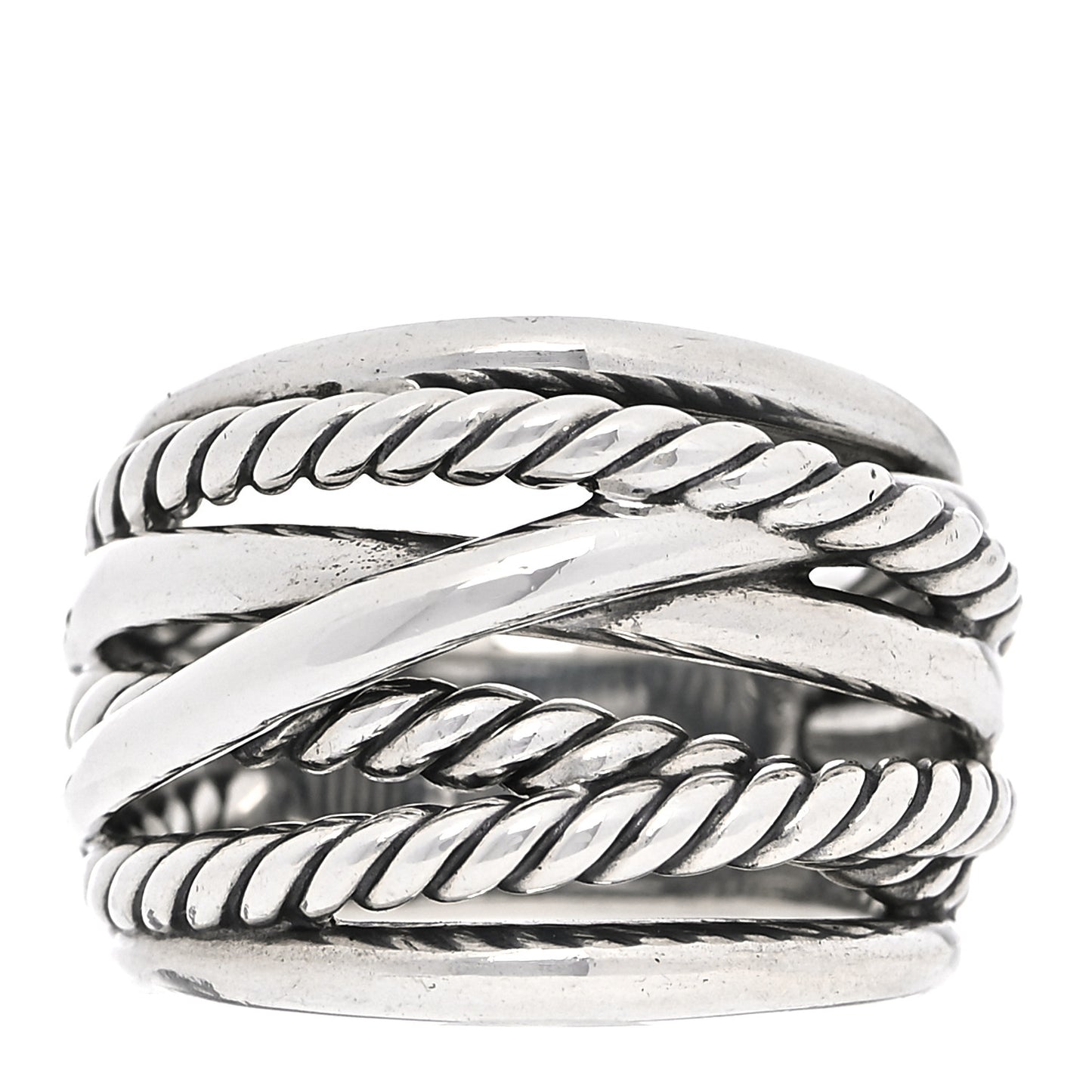 Sterling Silver 18mm Wide Crossover Cable Ring 54 7