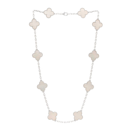 Van Cleef & Arpels 18K White Gold Mother of Pearl 10 Motifs Vintage Alhambra Necklace 3 of 5