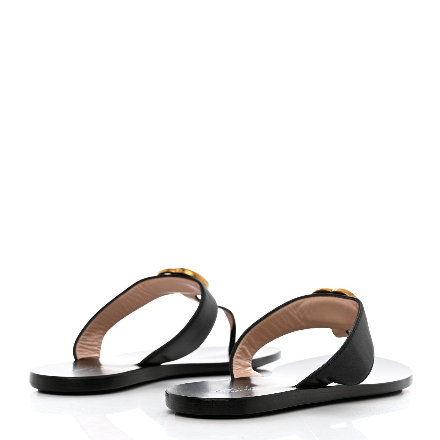 Gucci Calfskin GG Marmont Thong Sandals 38 Black 4 of 8