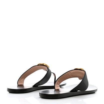 Gucci Calfskin GG Marmont Thong Sandals 38 Black 4 of 8