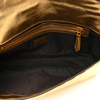 Fendi Vitello Catalan Mirror FF 1974 Embossed Baguette Gold 5 of 8