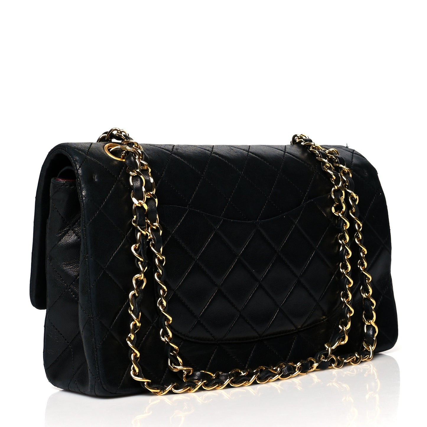 Lambskin Quilted Medium Double Flap Black