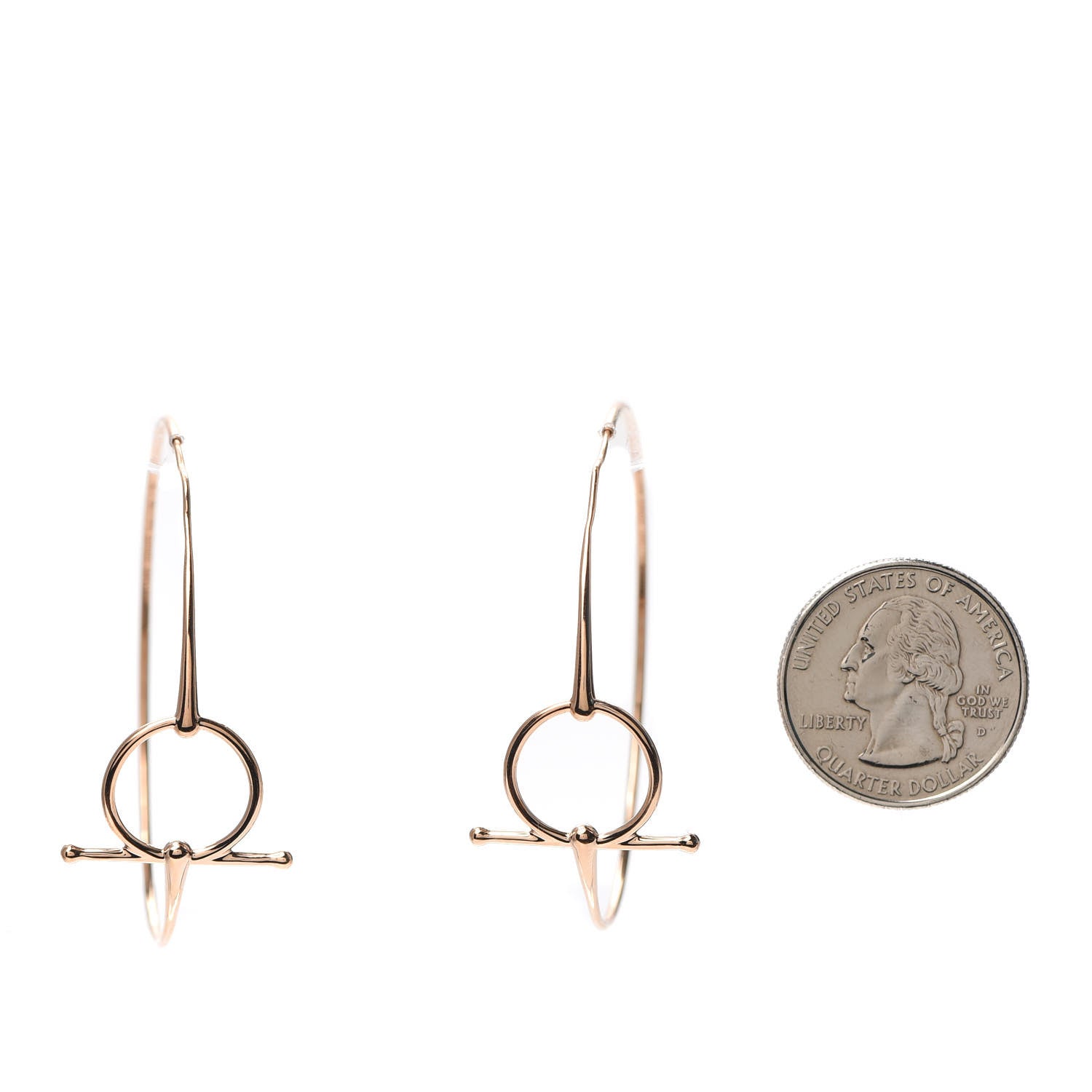 Hermes 18K Rose Gold Filet D'Or Hoop Earrings 2 of 4