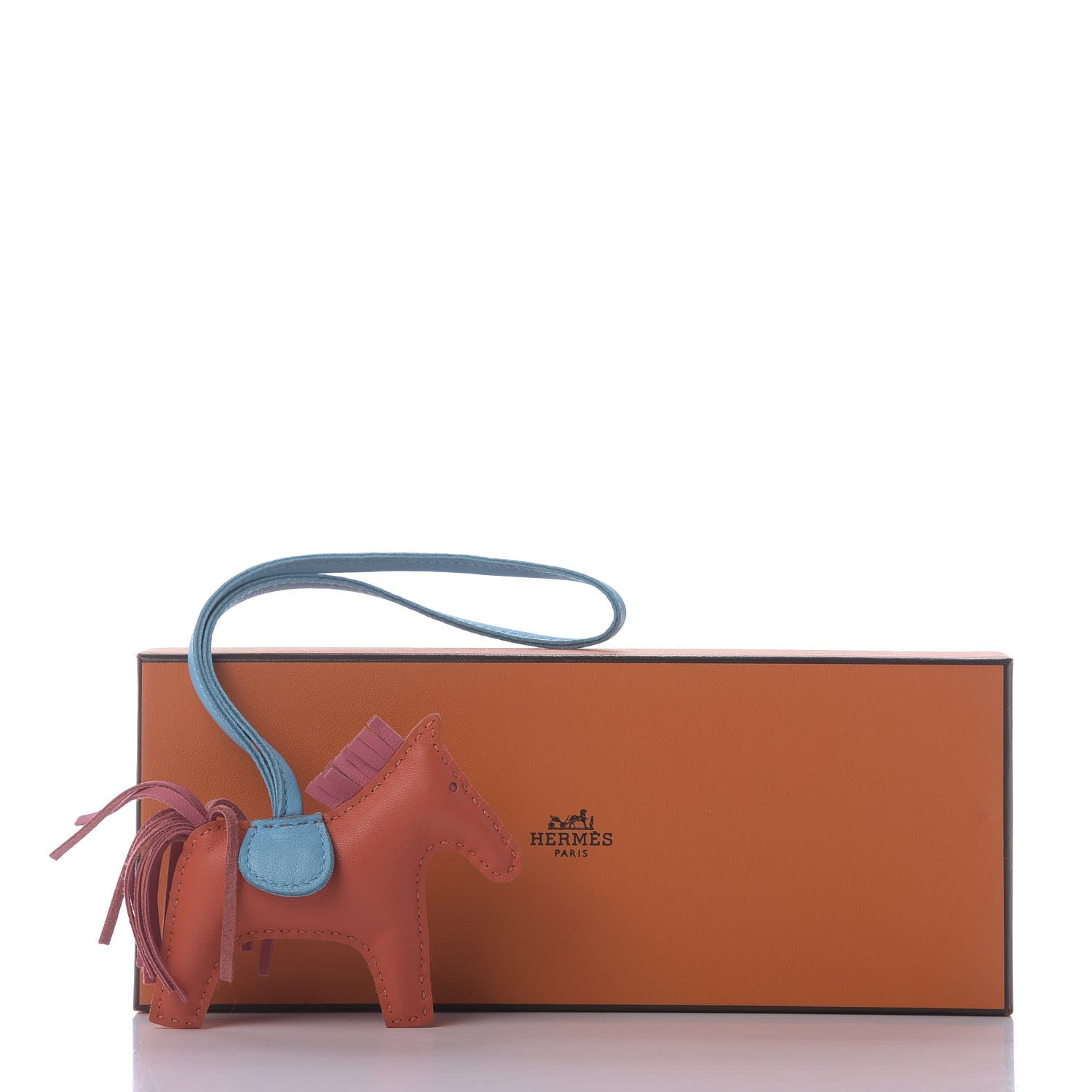 Hermes Milo Lambskin Grigri Rodeo Horse Bag Charm PM Orange Poppy Rose Azalee Bleu Azteque 5 of 5