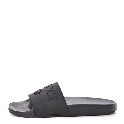 Gucci Rubber Womens Logo Slide Sandals 39 Black 1 of 10