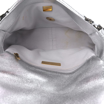 Chanel Metallic Calfskin Crochet Medium Chanel 19 Flap Silver 5 of 12