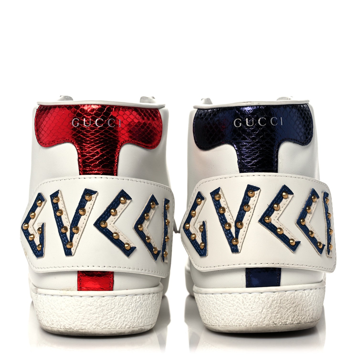 Gucci Calfskin Ayers Embroidered Web Mens Ace Removable Patches High Top Sneakers 7.5 White 6 of 14