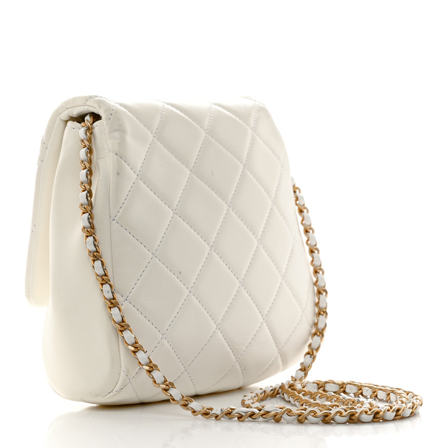 Chanel Lambskin Quilted Side-Packs Flap White 3 of 10