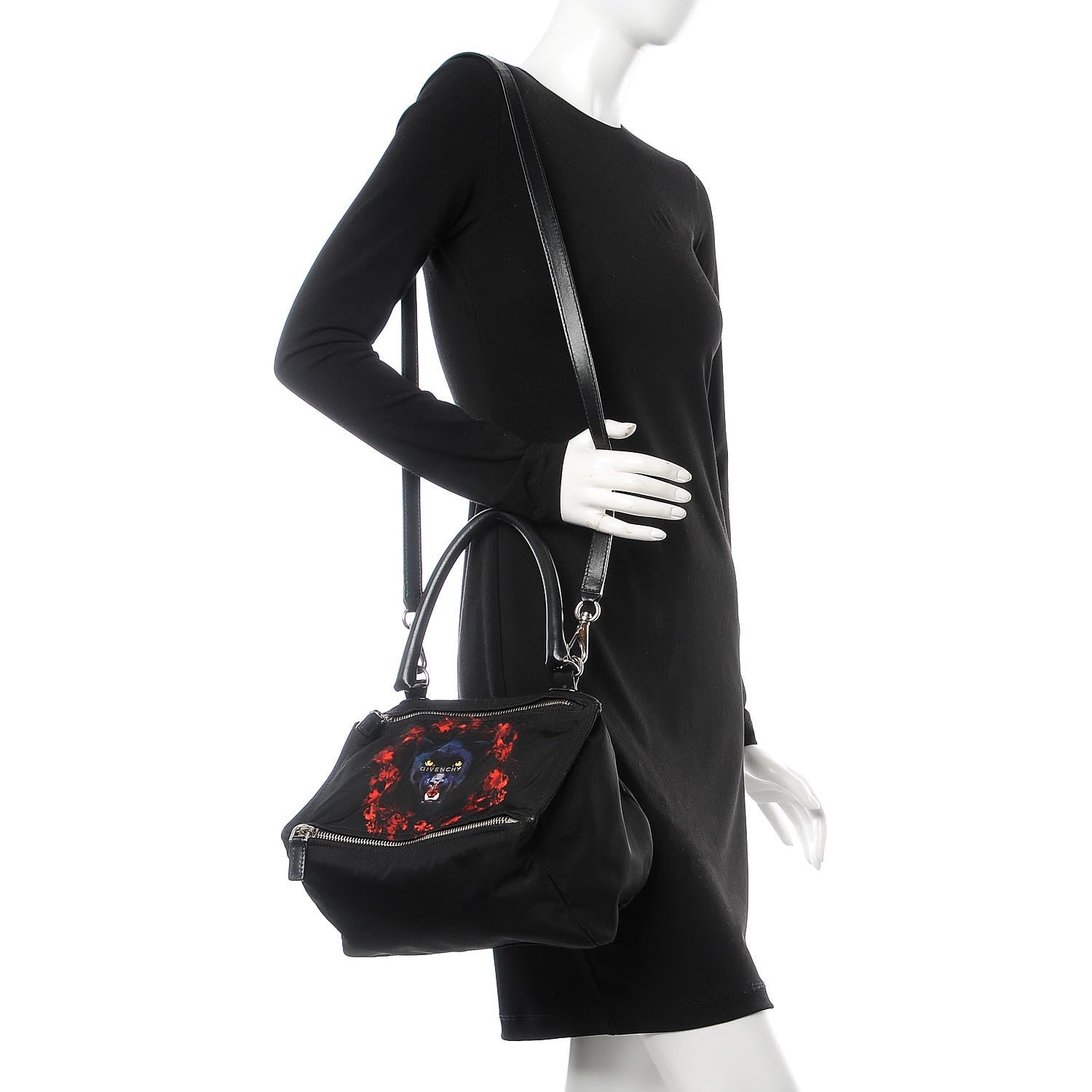 Givenchy Nylon Jaguar Floral Print Small Pandora Black 2 of 11