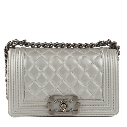 Chanel Calfskin Quilted Small Boy Flap Silver 1 of 9