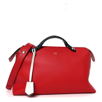 Fendi Vitello Dolce 4 Color Large By The Way Boston Bag Caipiroska Blue Multicolor 1 of 10